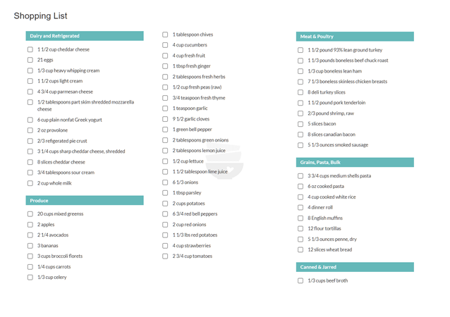 Meal plan sample - Spend With Pennies Meal Plan